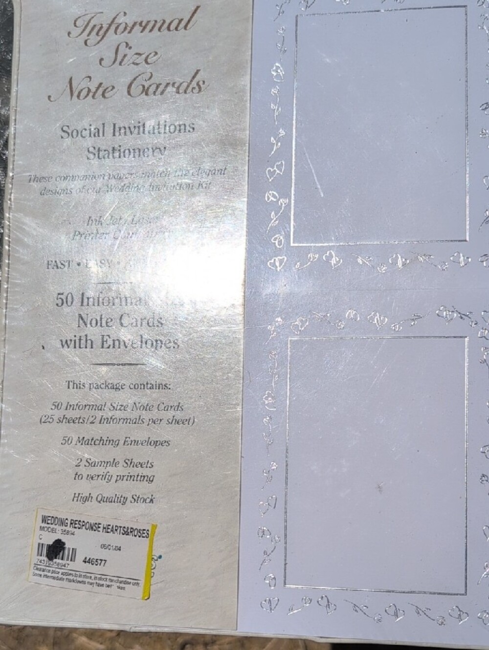 New  50 Informal Size Note Cards with Envelopes - Printer Compatible DIY